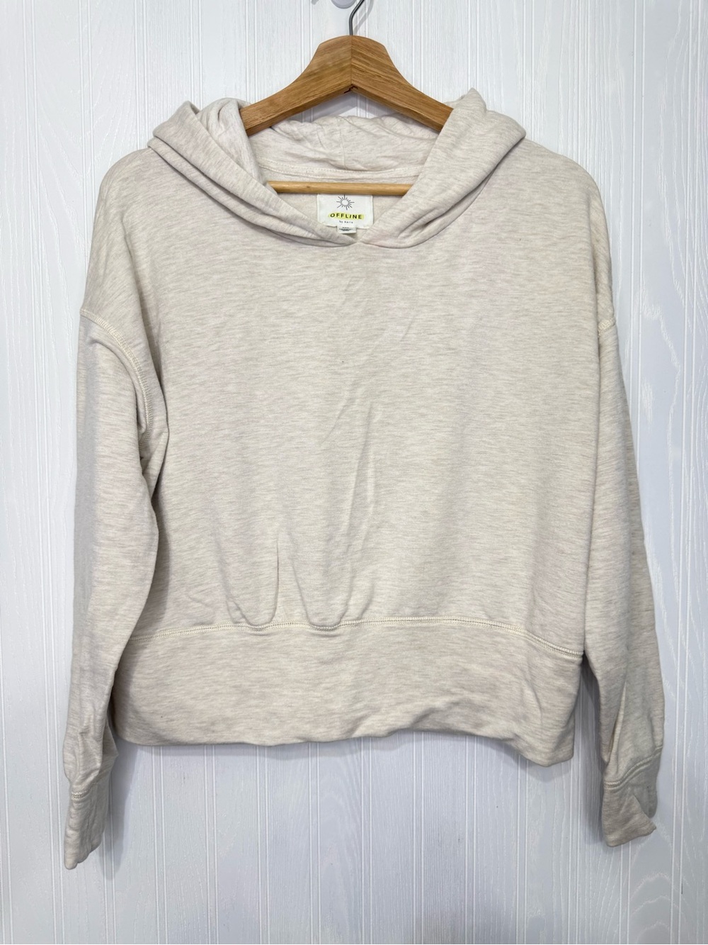 Offline by Aerie oatmeal cropped hoodie sweatshirt size M